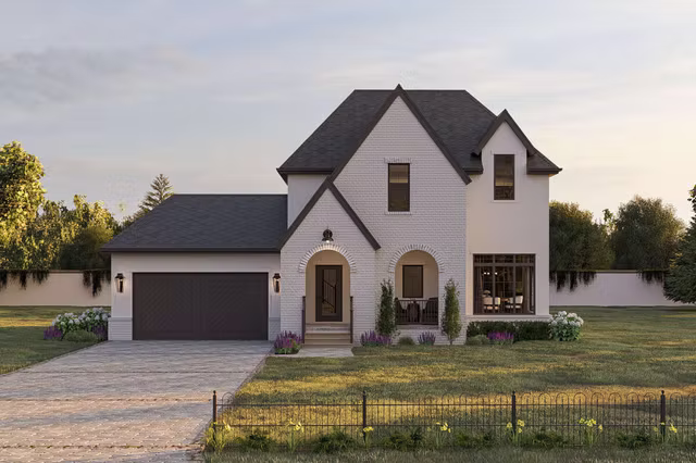 The Hawthorne tudor revival custom home exterior view 2